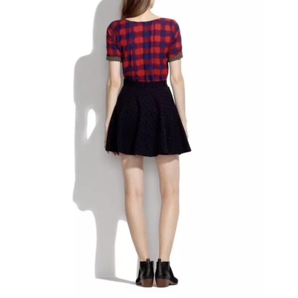 Madewell | Womens Size 2 Velvet Dot Black Skirt Polka Dots A-line Circular Swing - Picture 4 of 11